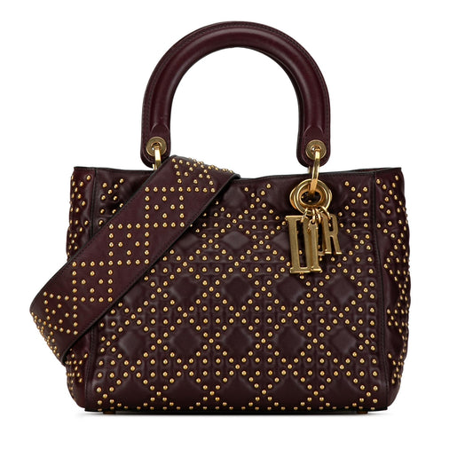 Dior Medium Lambskin Cannage Studded Supple Lady Dior (SHG-DSgsrk)