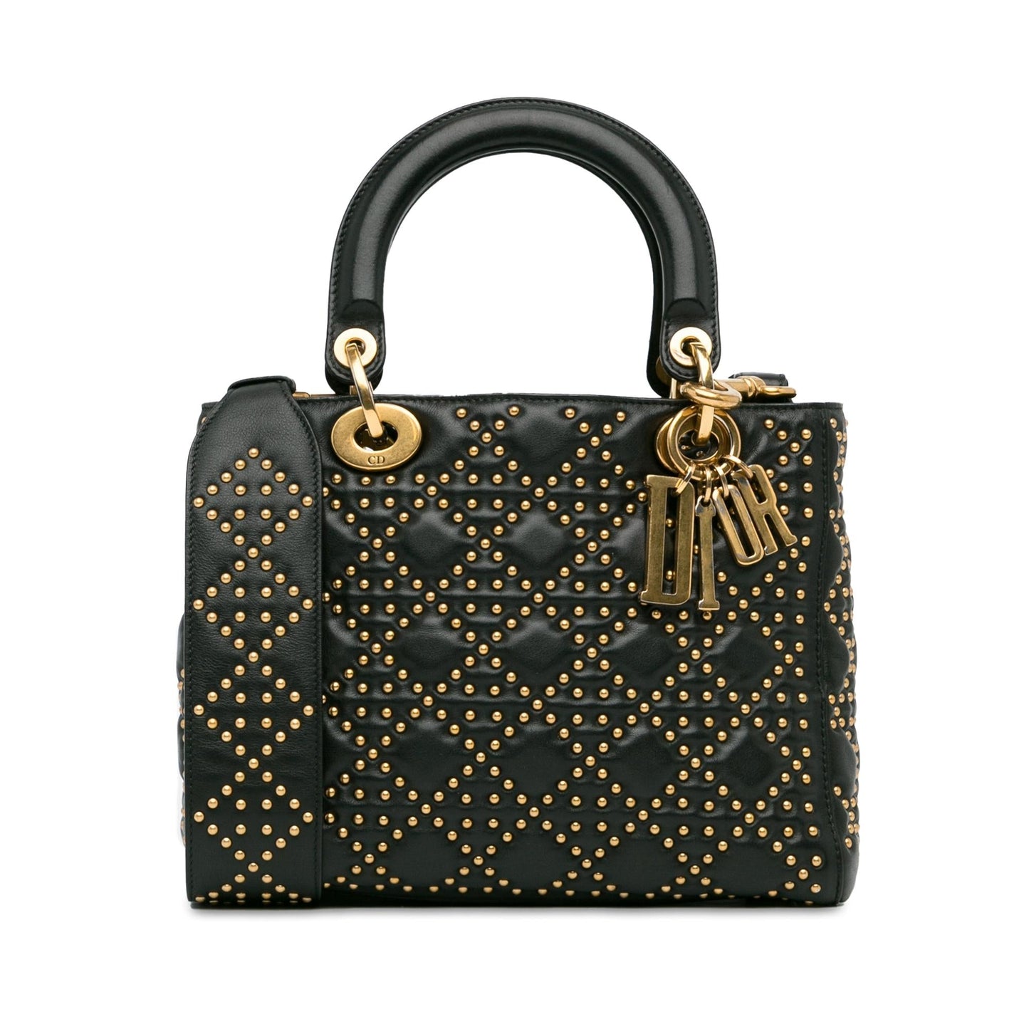 Dior Medium Lambskin Cannage Studded Supple Lady Dior (SHG-7OhNYd)