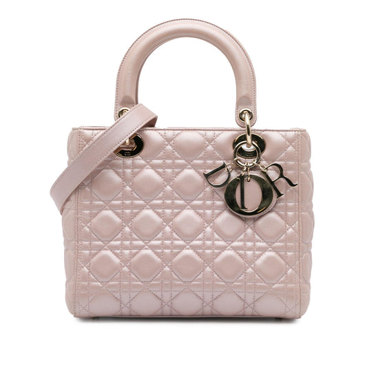 Dior Medium Pearlescent Lambskin Cannage Lady Dior