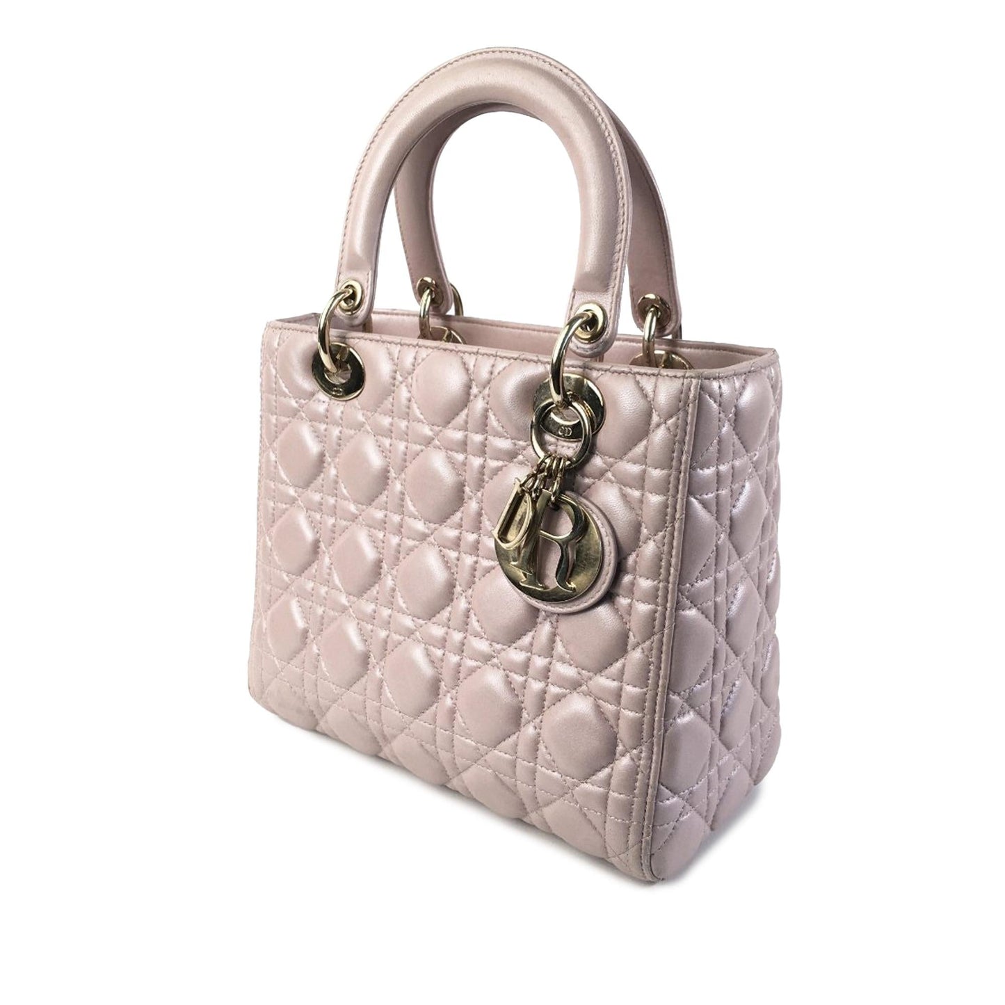 Dior Medium Pearlescent Lambskin Cannage Lady Dior