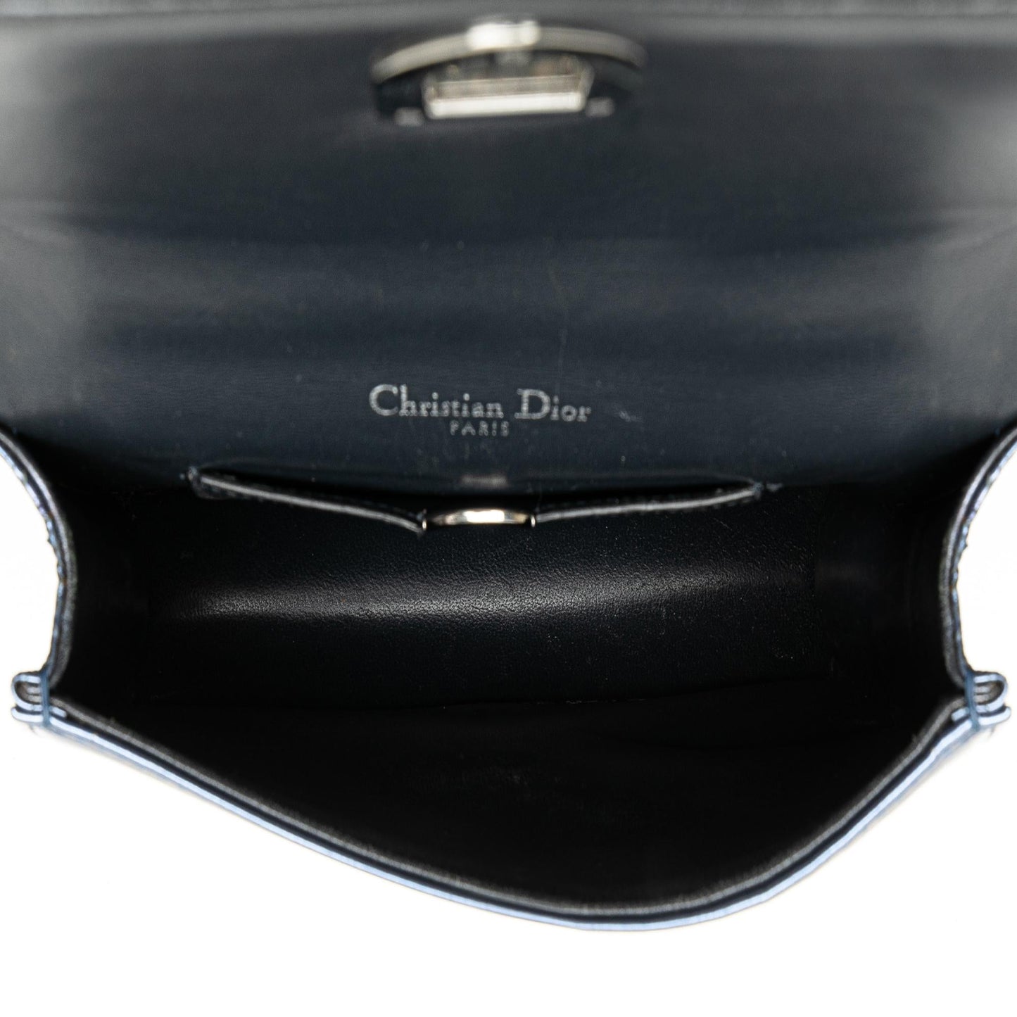 Dior Mini Metallic Patent Microcannage Diorama Flap