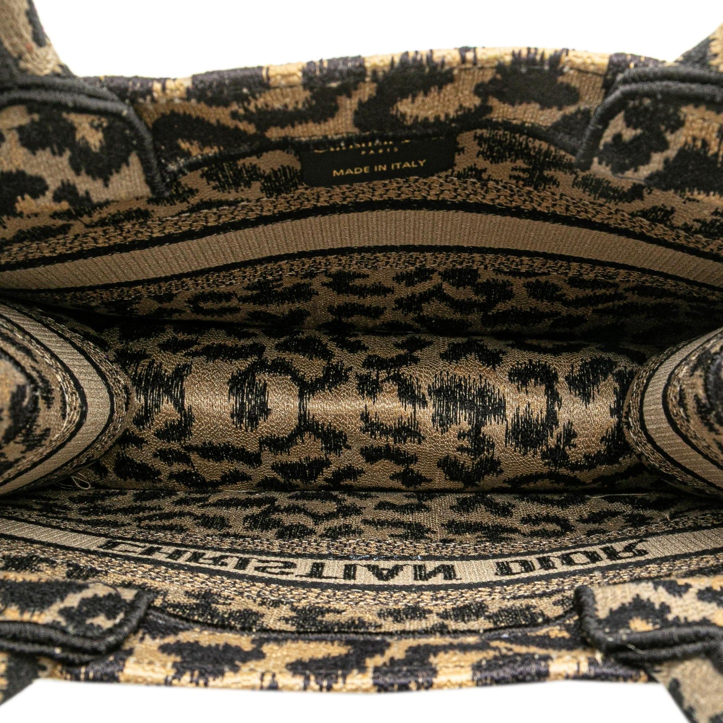 Dior Mizza Small Embroidered Canvas Leopard Book Tote