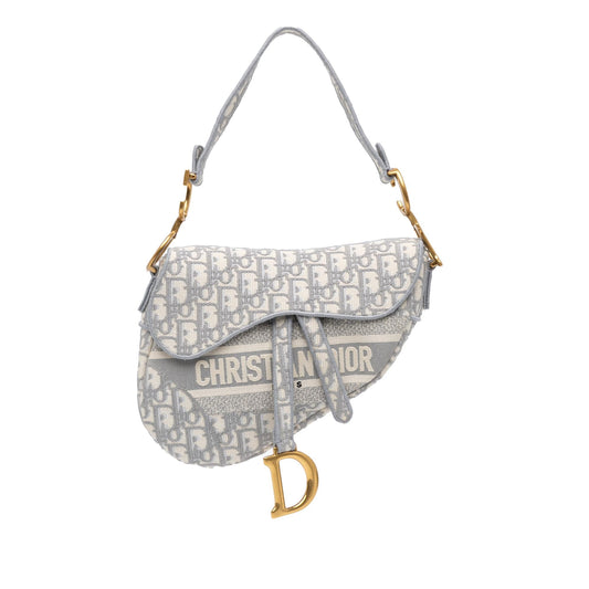 Dior Oblique Embroidered Canvas Saddle Bag