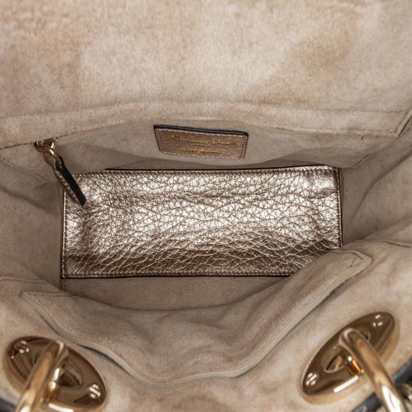 Dior Small Metallic Grained Calfskin Cannage Supple Lady Dior