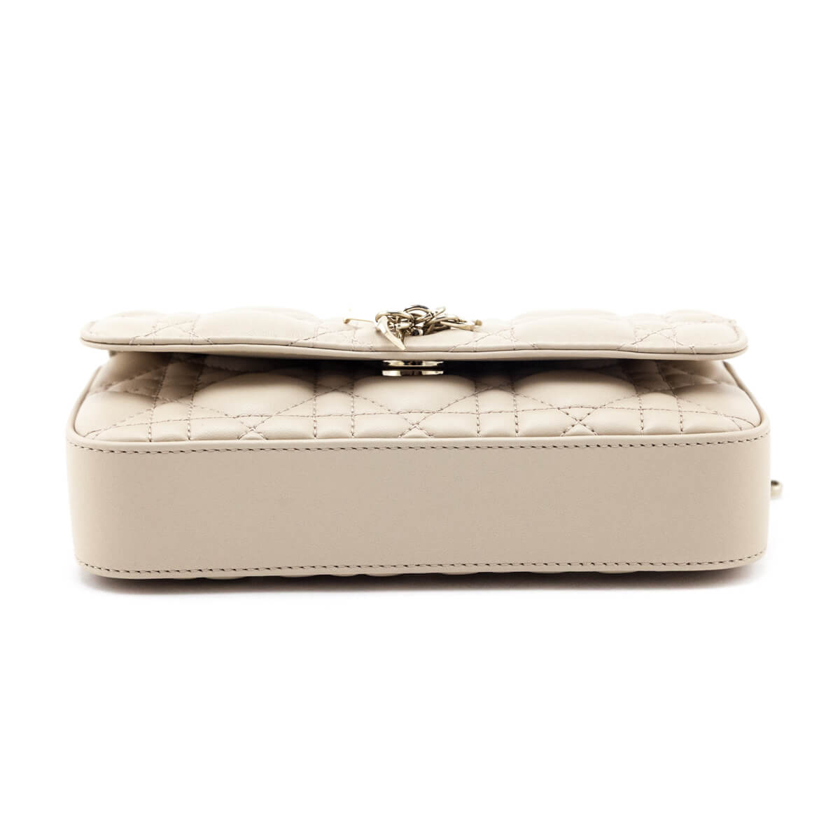 Dior Beige Calfskin Cannage Lady Dior Talk Phone Pouch