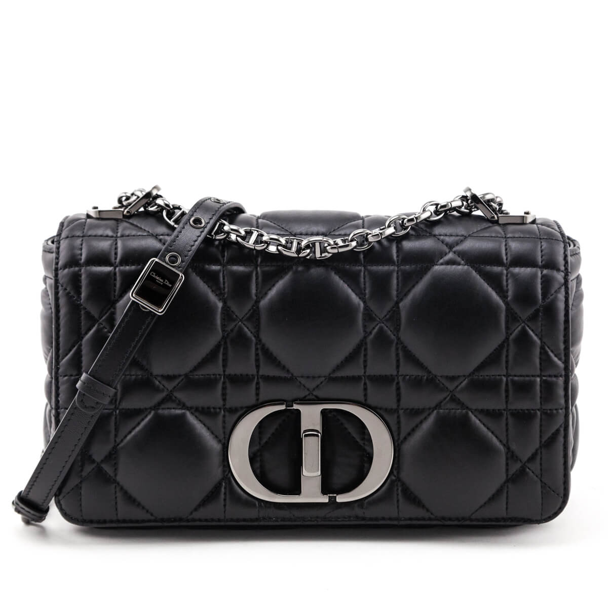 Dior Black Lambskin Quilted Macrocannage Medium Caro Bag