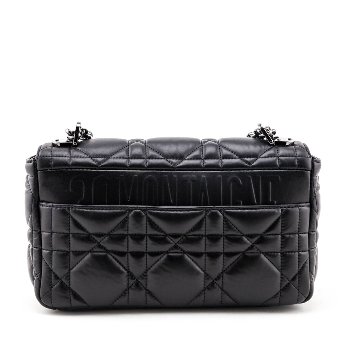 Dior Black Lambskin Quilted Macrocannage Medium Caro Bag