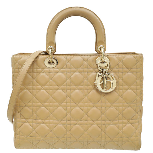 Christian Dior Beige Lady Dior Large Bag