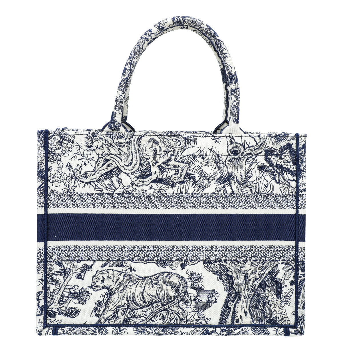 Christian Dior Bicolor Toile De Jouy Embroidery Book Tote Medium Bag