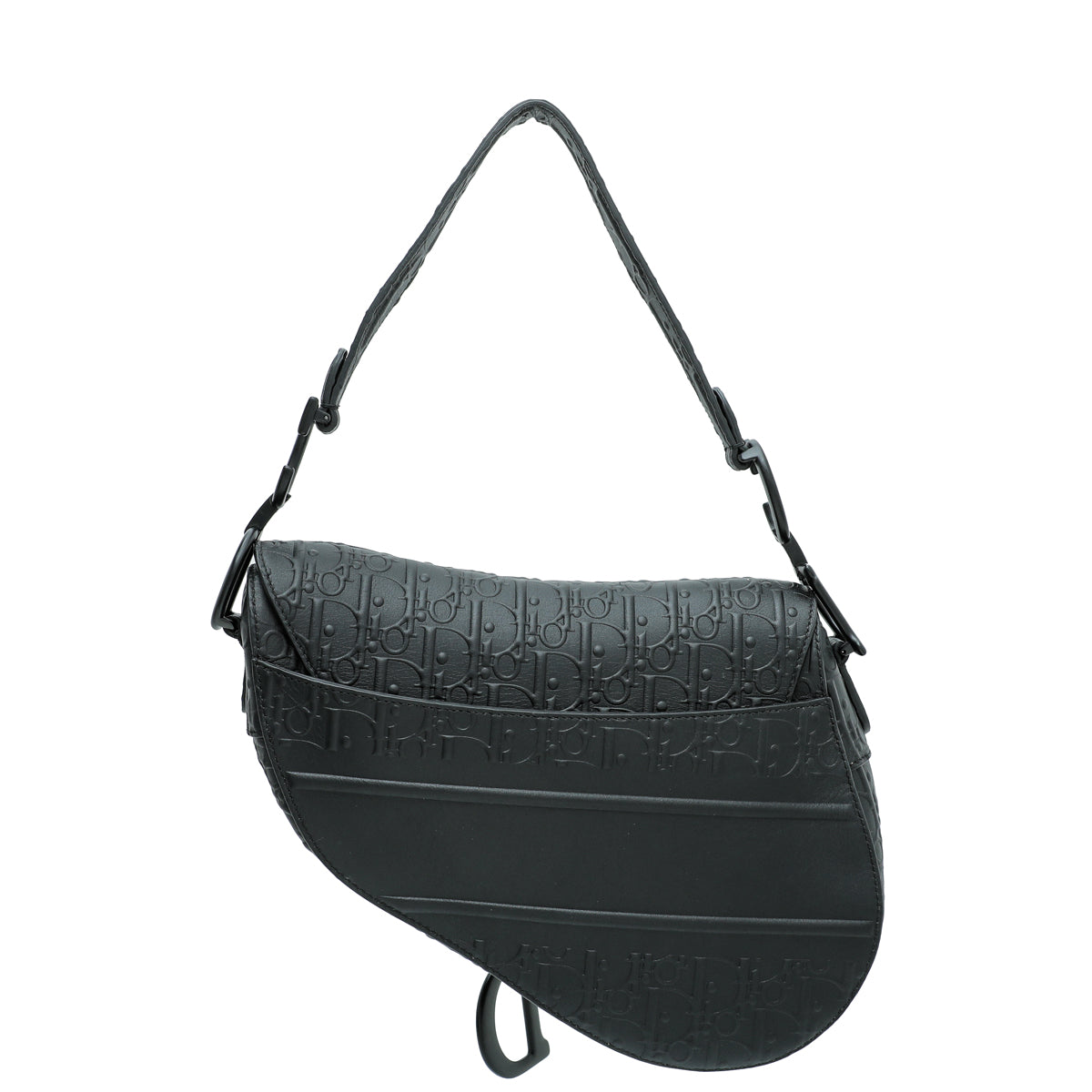 Christian Dior Black Oblique Embossed Saddle Medium Bag