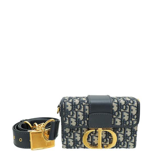 Christian Dior Navy Blue Oblique 30 Montaigne Box Bag