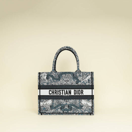 Christian Dior Tricolor "Around the World" Embroidered Book Medium Tote Bag
