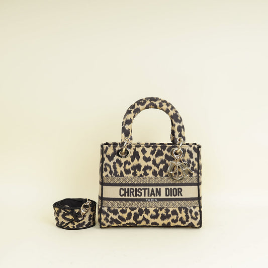 Christian Dior Bicolor Lady D-Lite Mizza Embroidered Medium Bag