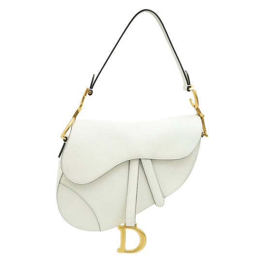 Christian Dior White Saddle Medium Bag