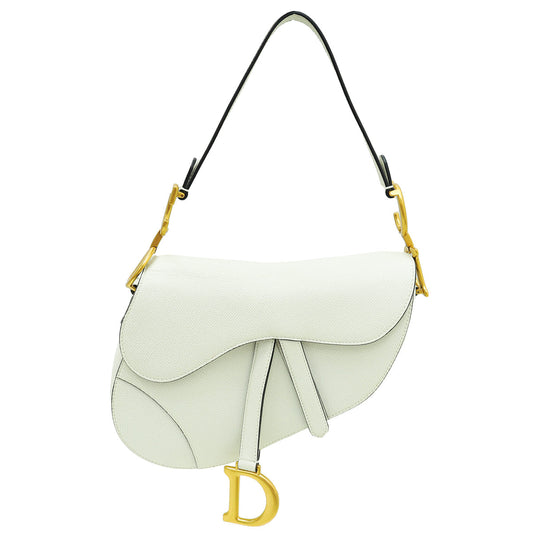 Christian Dior White Saddle Medium Bag