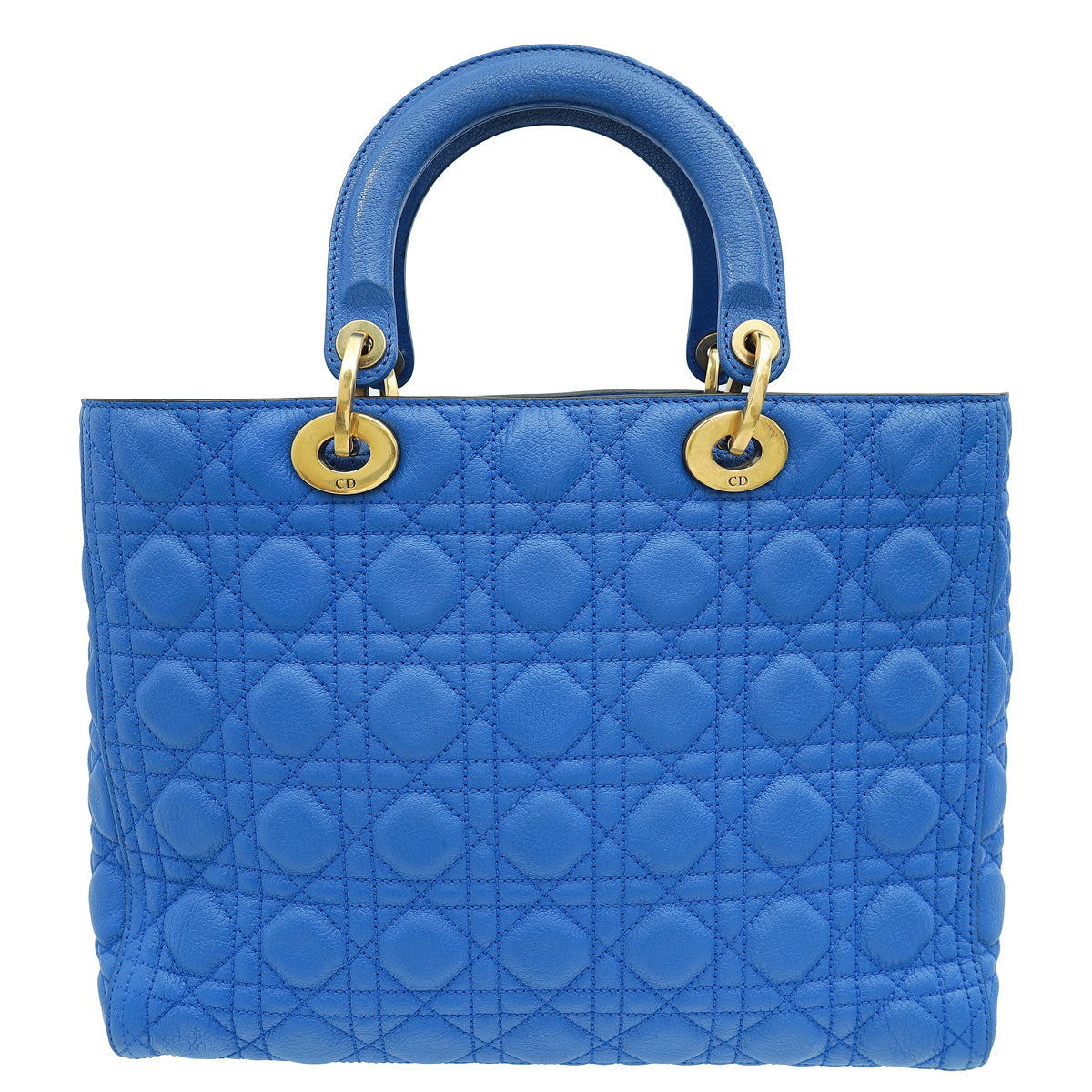Christian Dior Royal Blue Cannage Supple Lady Dior Large Bag