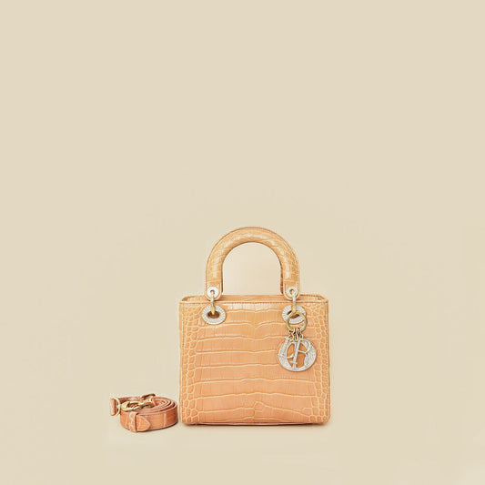 Christian Dior Blush Nude Alligator w/ Crystal Lady Dior Small Bag