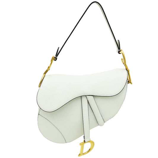 Christian Dior White Saddle Medium Bag