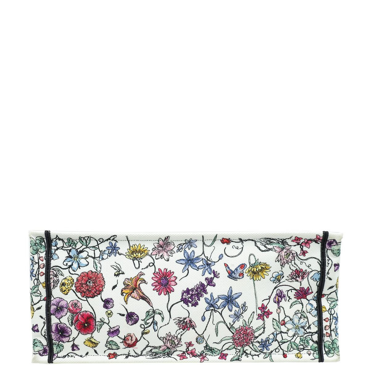 Christian Dior White Multicolor Florilegio Embroidered Book Tote Large Bag