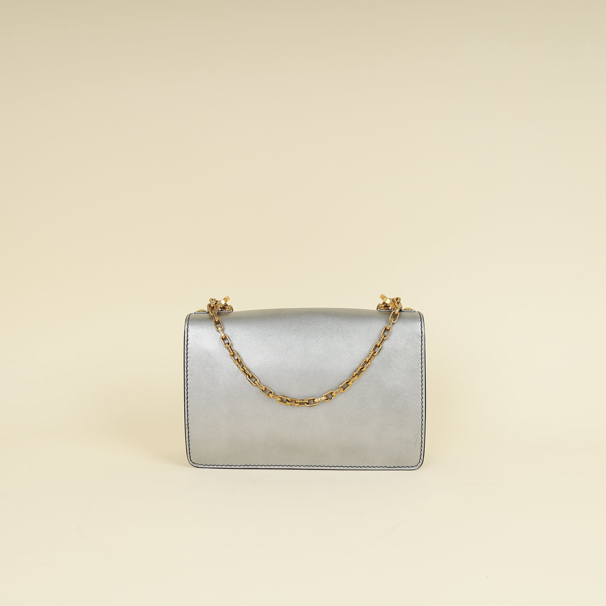 Christian Dior Metallic Grey J'adior Medium Flap Chain Bag