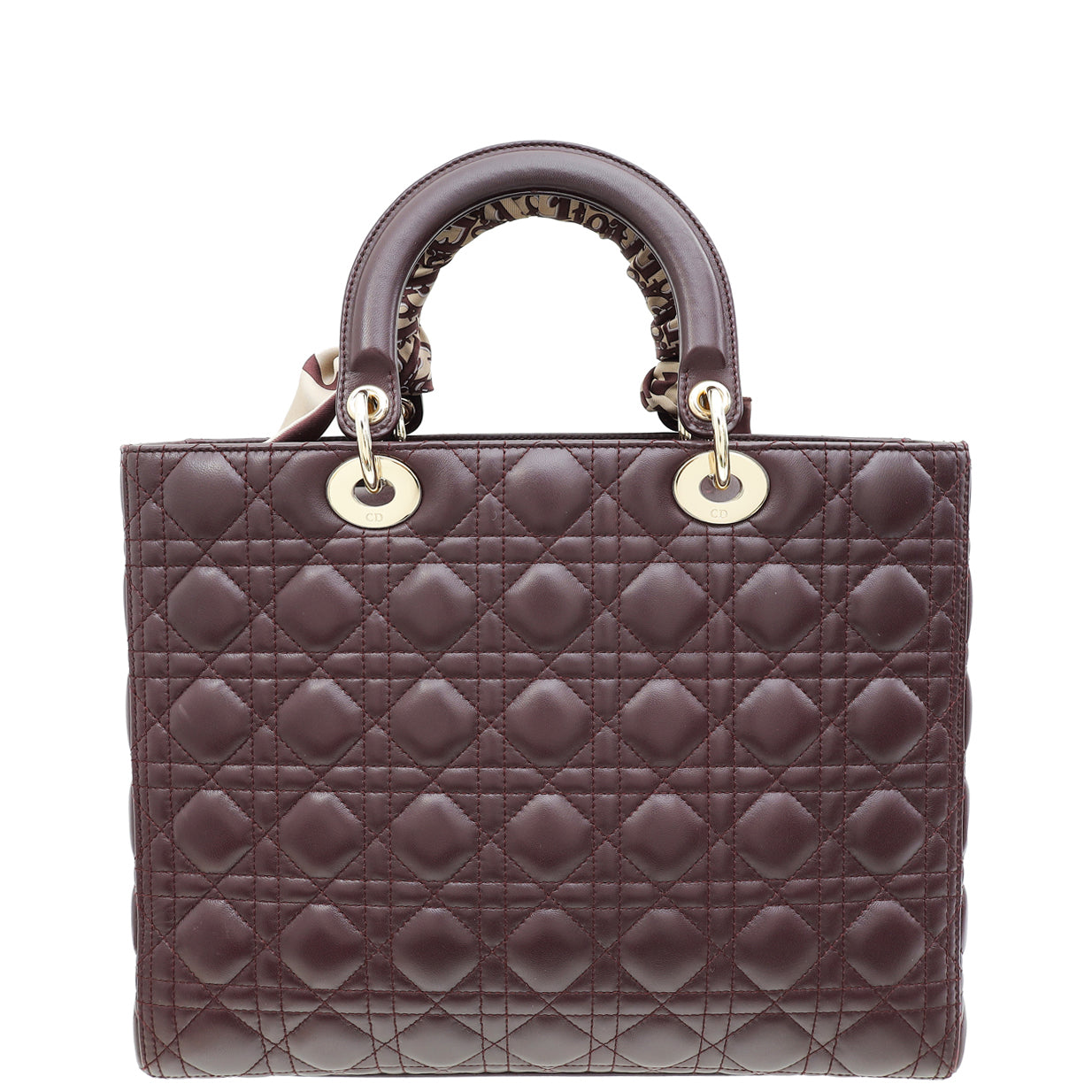 Christian Dior Burgundy Lady Dior Large Bag W/ Twilly