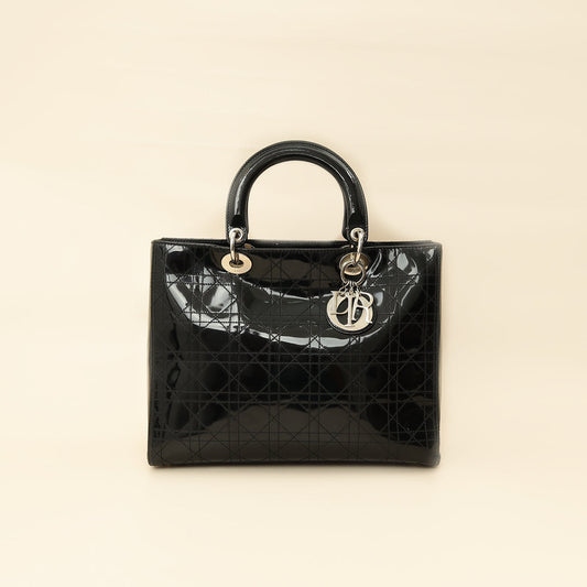 Christian Dior Black Lady Dior Large Bag