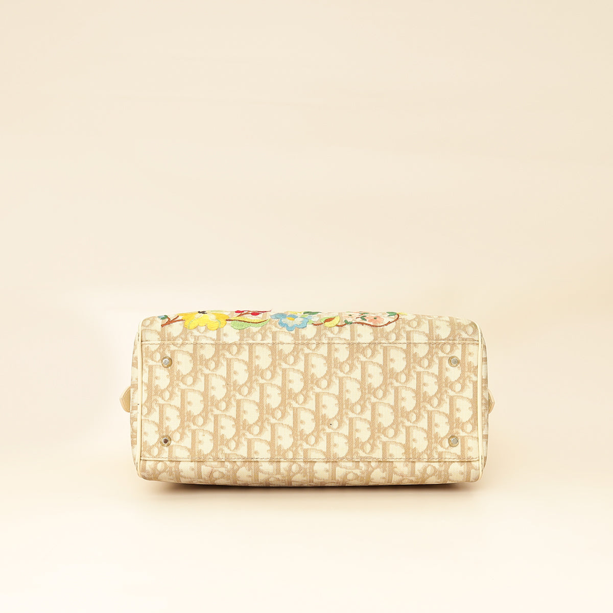 Christian Dior Beige Oblique Floral Boston Bag
