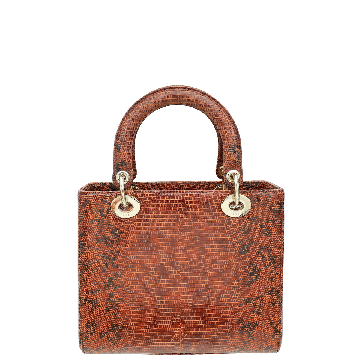 Christian Dior Brown Lizard Lady Dior Medium Bag