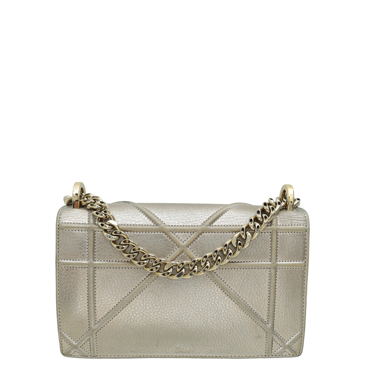Christian Dior Metallic Champaign Diorama Shoulder Bag