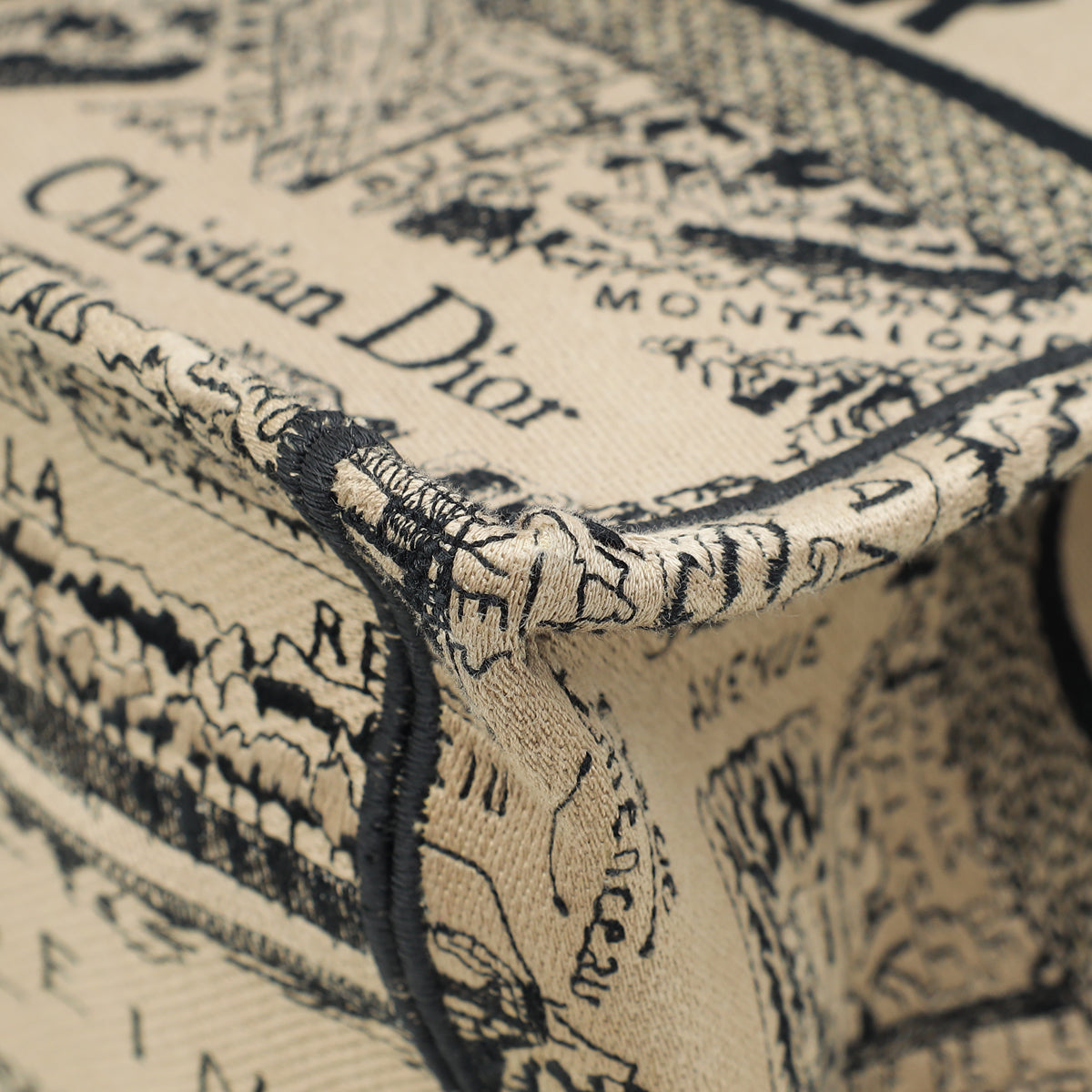 Christian Dior Bicolor Plan De Paris Embroidered Book Tote Medium Bag