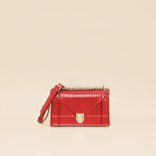 Christian Dior Red Micro Cannage Diorama Small Shoulder Bag