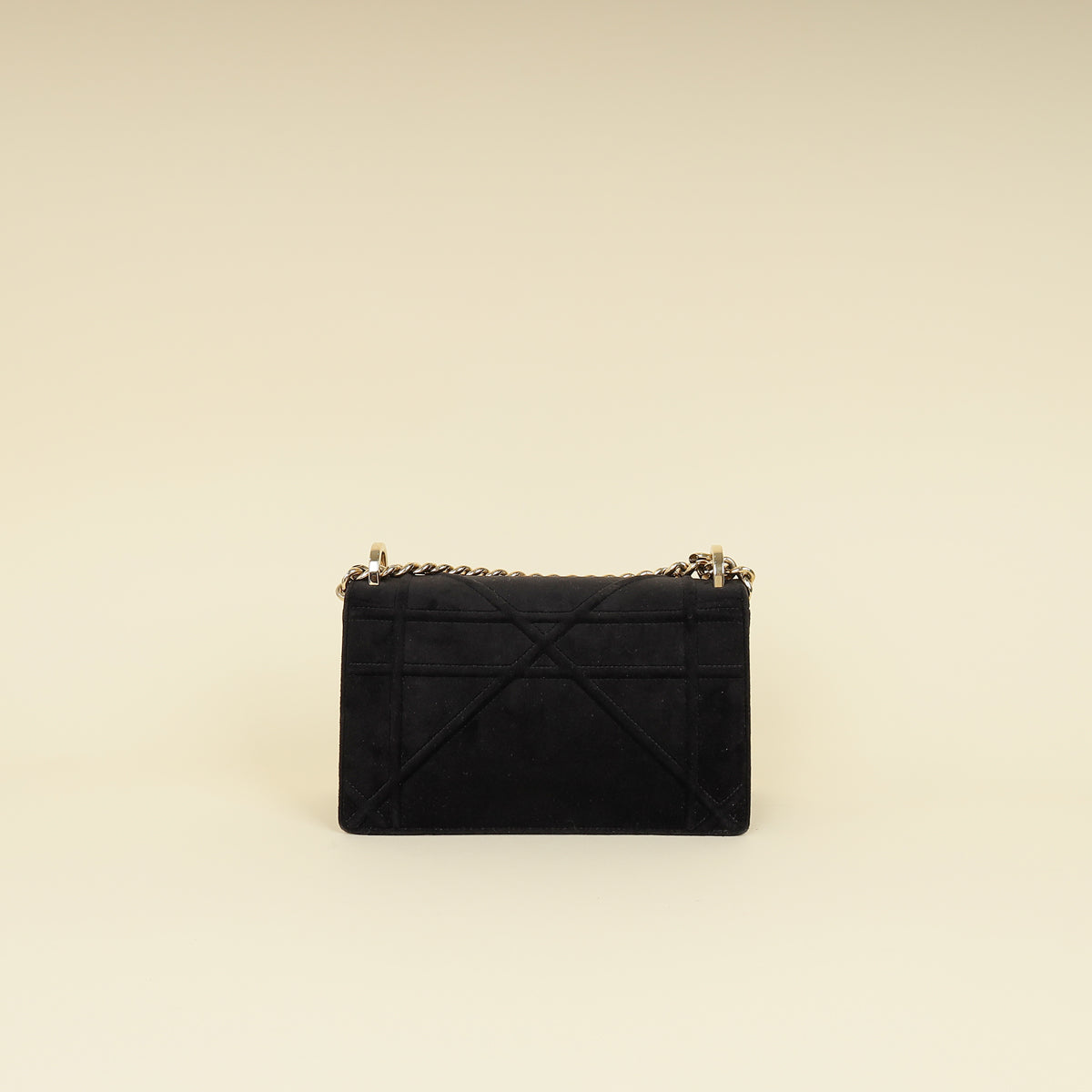 Christian Dior Black Diorama Velvet Small Crystal Lock Shoulder Bag