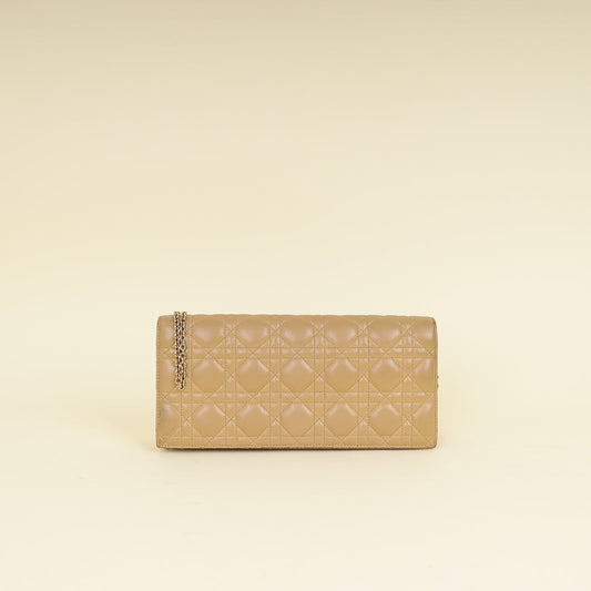 Christian Dior Beige Lady Dior Convertible Chain Clutch