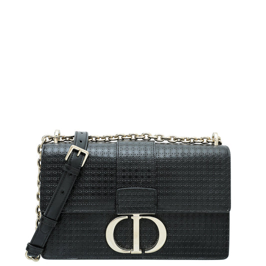 Christian Dior Black 30 Montaigne Micro Cannage Chain Bag