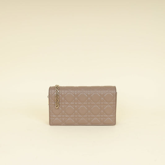 Christian Dior Etoupe Lady Dior Chain Pouch