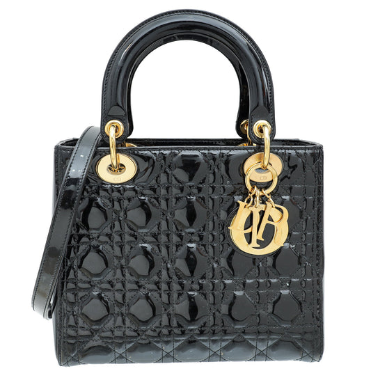 Christian Dior Black Lady Dior Medium Bag