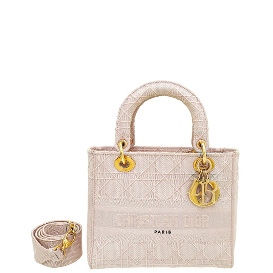 Christian Dior Rosewood Lady D-Lite Cannage Embroidery Medium Bag