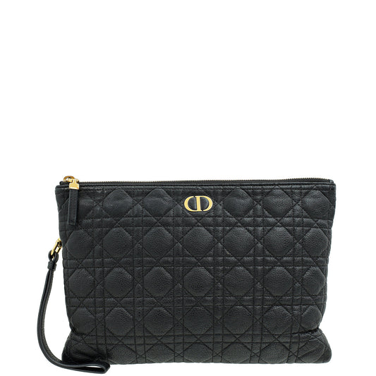 Christian Dior Black Cannage Caro Daily Large Pouch