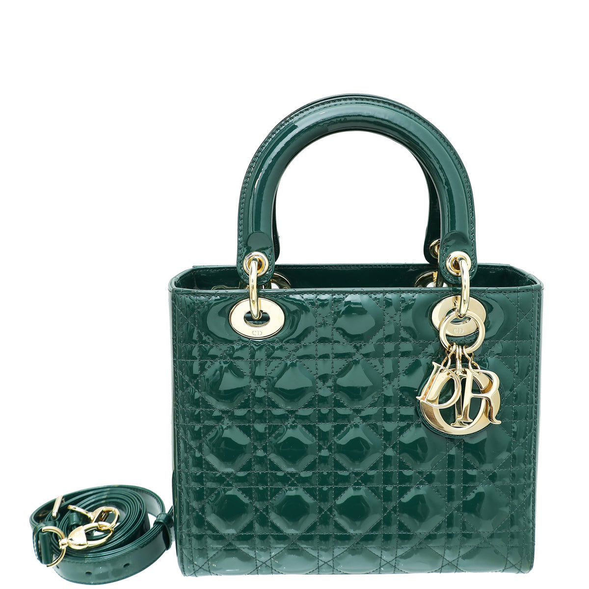 Christian Dior Green Lady Dior Medium Bag
