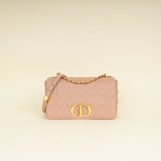 Christian Dior Rose De Vents Caro Cannage Medium Flap Bag