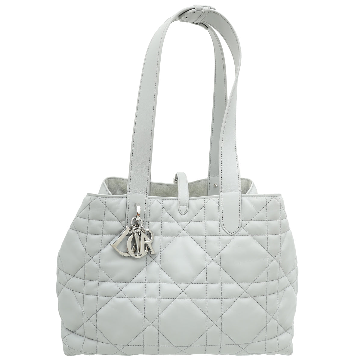 Christian Dior Stone Grey Macrocannage Toujours Medium Bag
