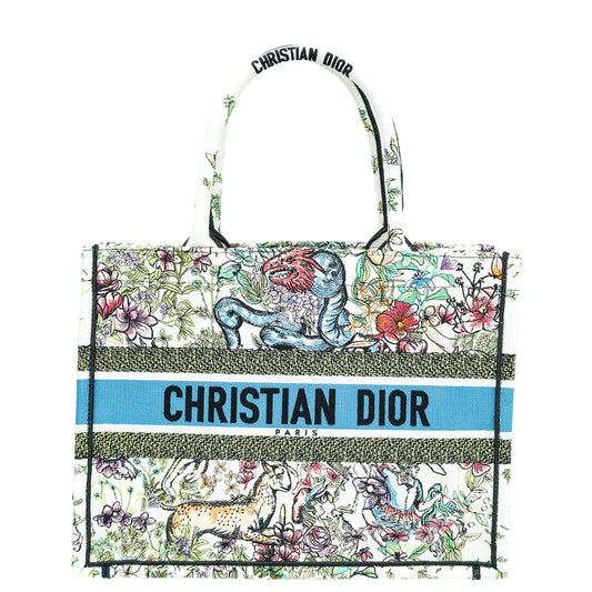 Christian Dior Multicolor Book Tote Latte D-Constellation Embroidery Medium Bag