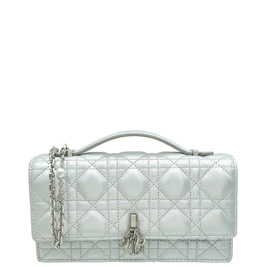Christian Dior Iridescent Metallic Silver My Dior Cannage Mini Bag