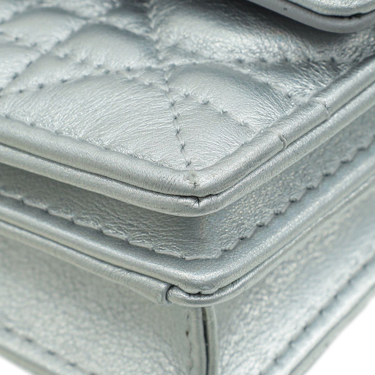 Christian Dior Iridescent Metallic Silver My Dior Cannage Mini Bag