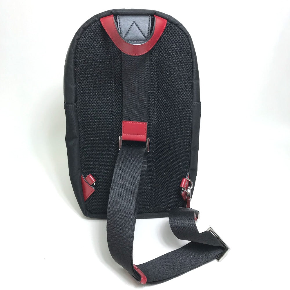 FENDI Shoulder Bag 7VZ049 Fabric / Leather Black / red Belt bag Zucca FF pattern mens