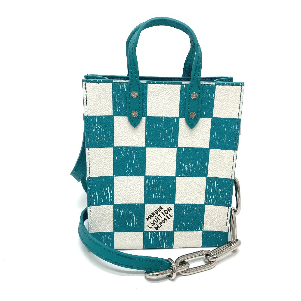 LOUIS VUITTON Shoulder Bag leather Blue type damier checkerboard Sac PlatXS