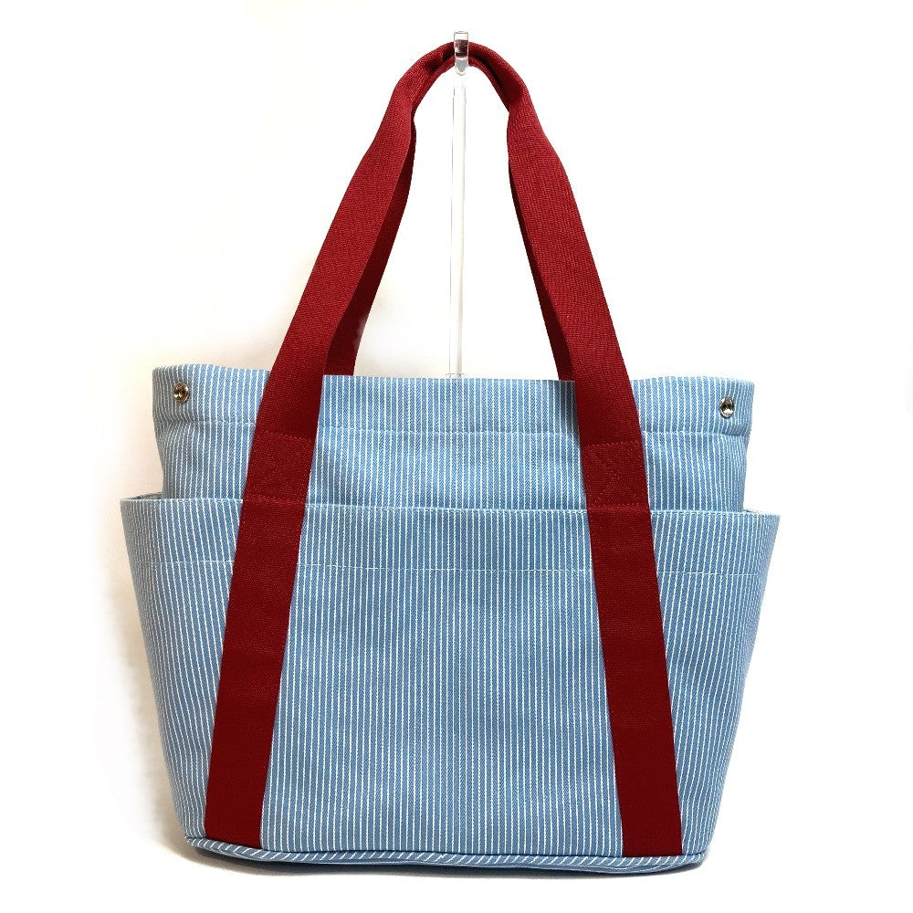 HERMES Tote Bag canvas Blue x red Panda pass pass Mothers bag Women