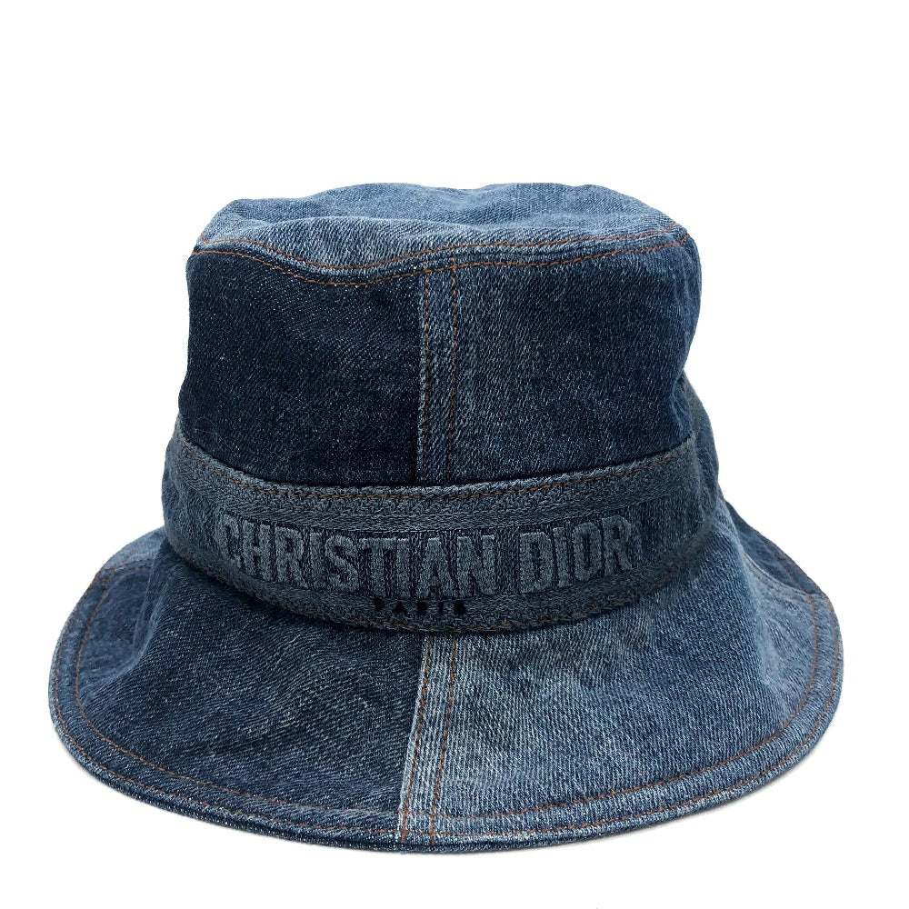 Dior hat 11DPD923A130 denim blue logo patchwork Bucket hat Women 56