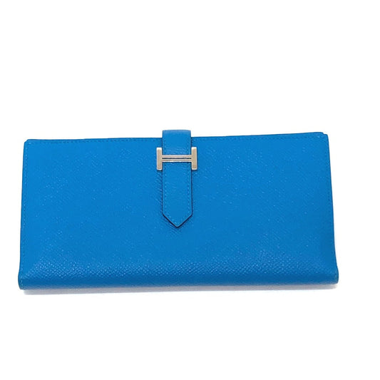 HERMES Long Wallet Purse Epsom blue Beansufla Wallet