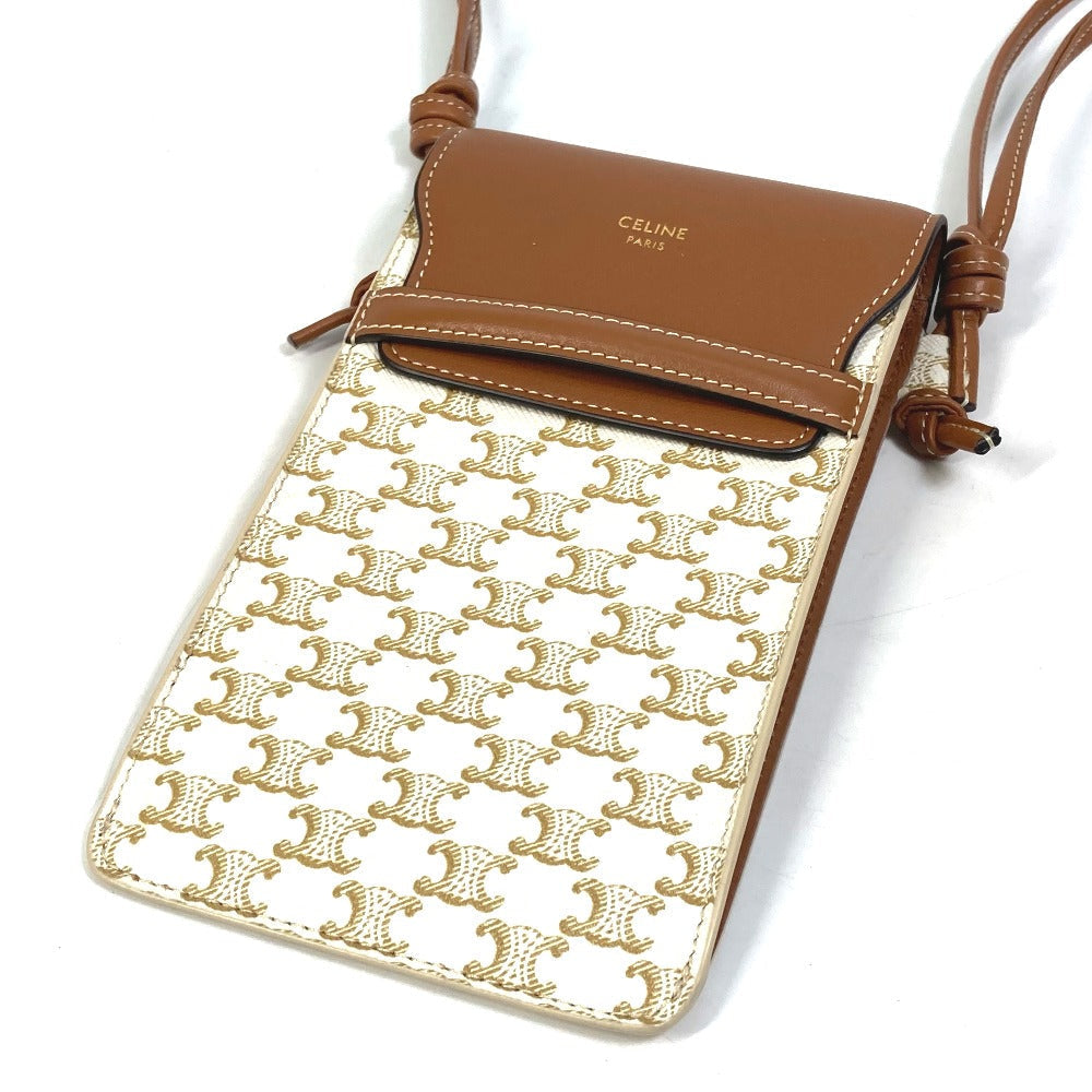 CELINE Mobile case 10G332CQD PVC / nylon beige triomphe phone case bail pouch Women